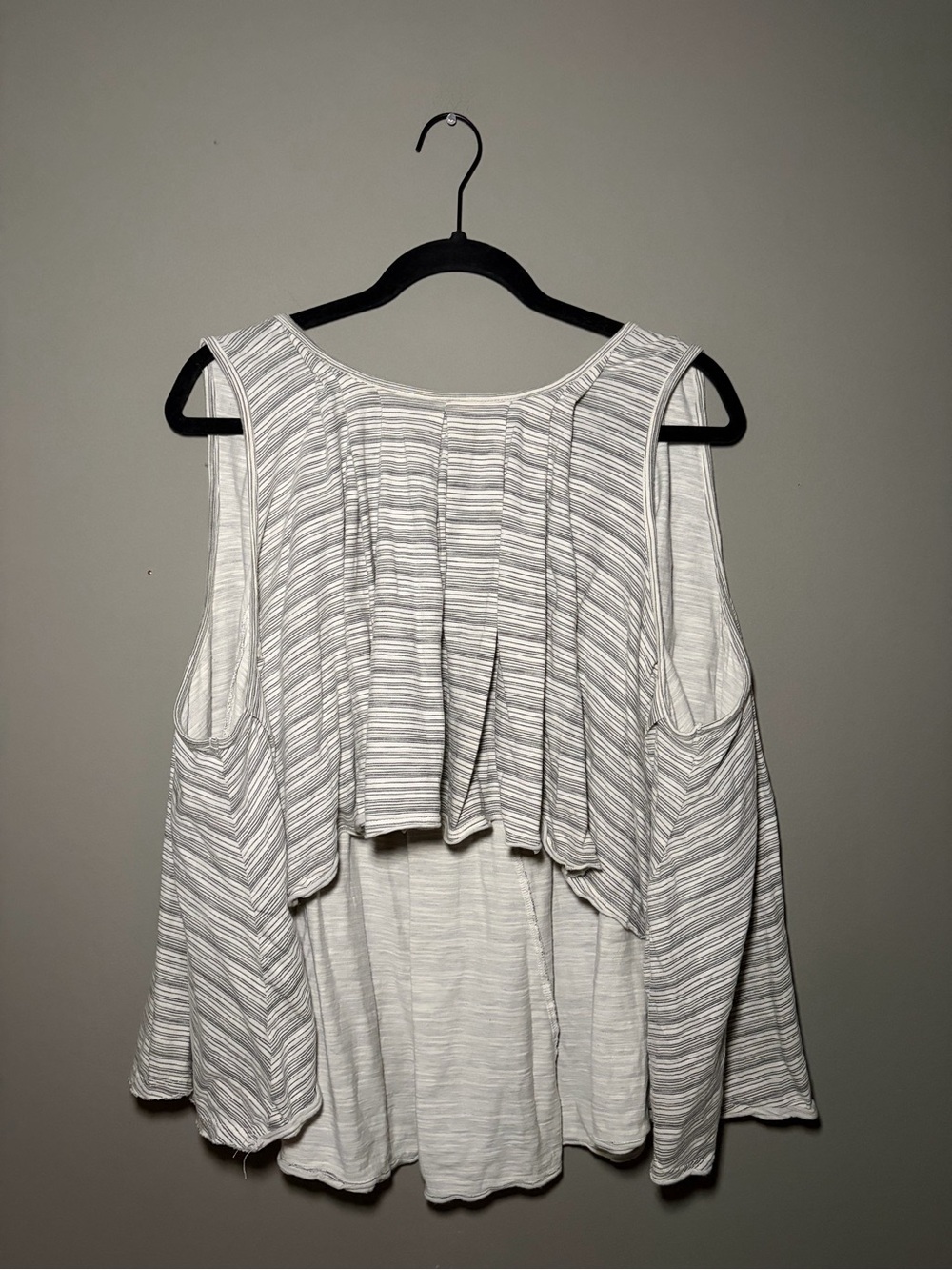 Free People Turn It Up Striped High Low Cropped Tank Top Oversized Boho Cotton